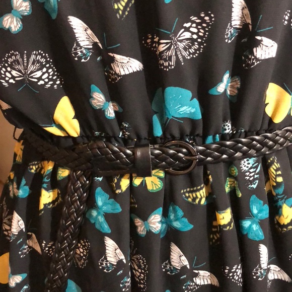 H&M black with butterflies chiffon dress - Picture 2 of 6